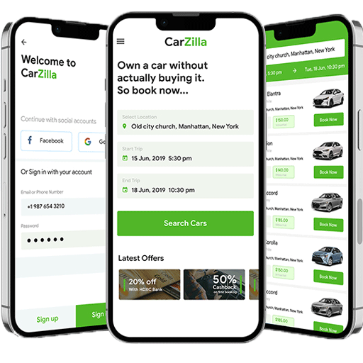 CarZilla Car Rental App — Self-Drive Car Booking Application